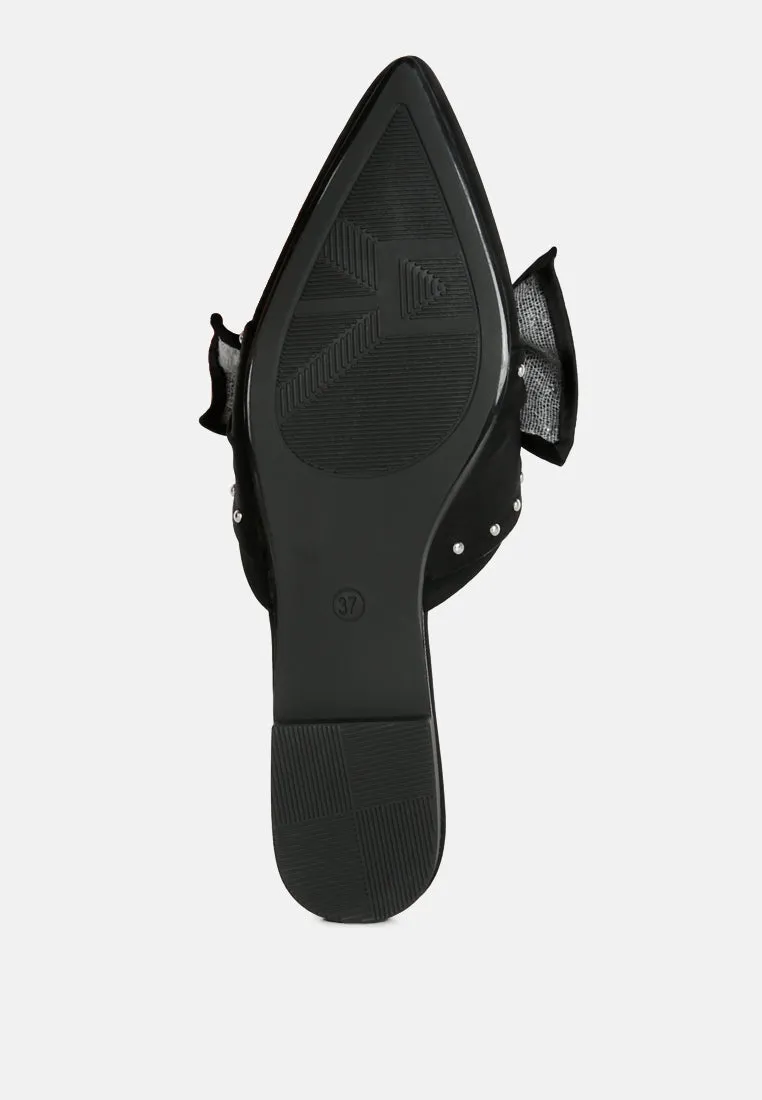 makeover studded bow flat mules