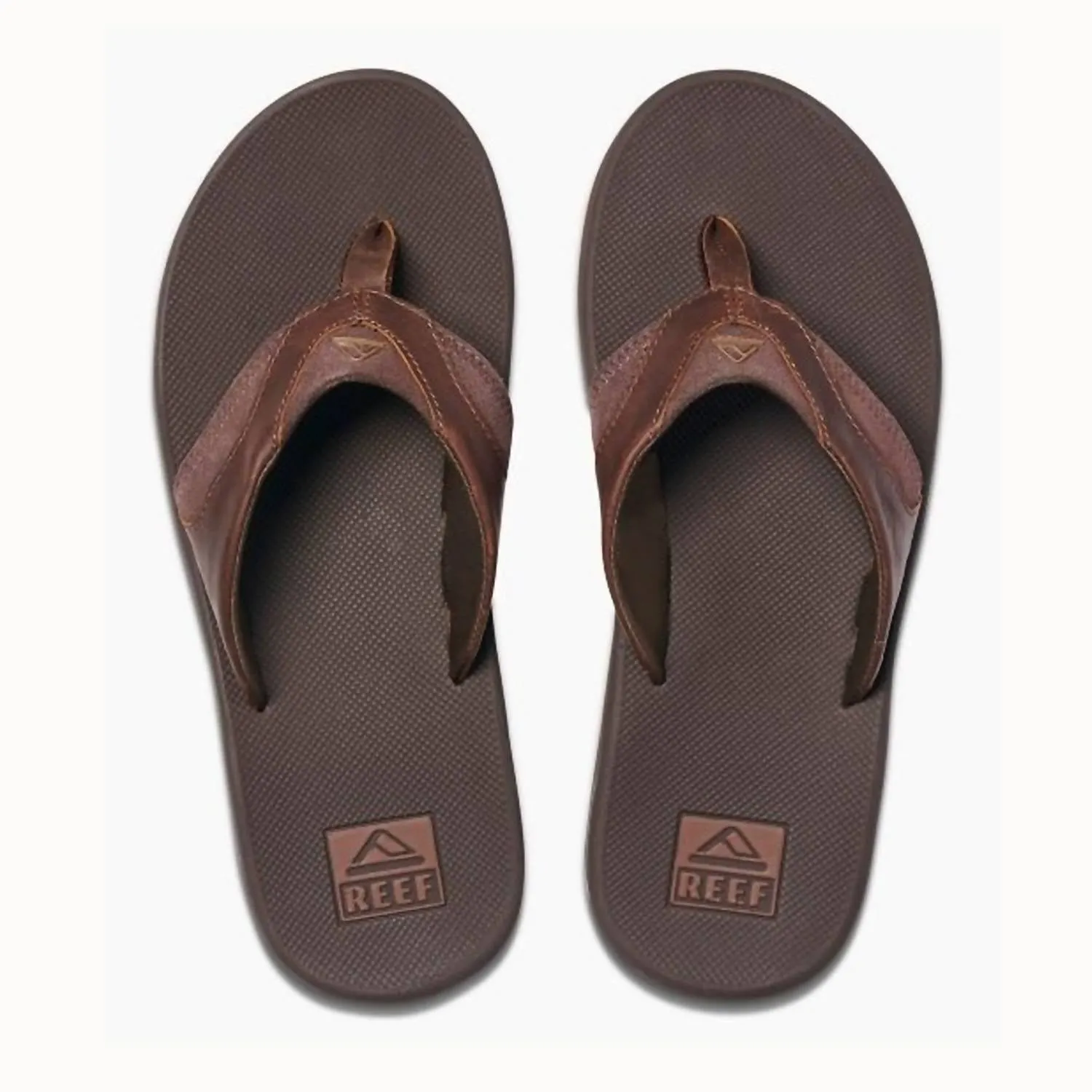 Mens Leather Fanning Flip Flop In Dark Brown
